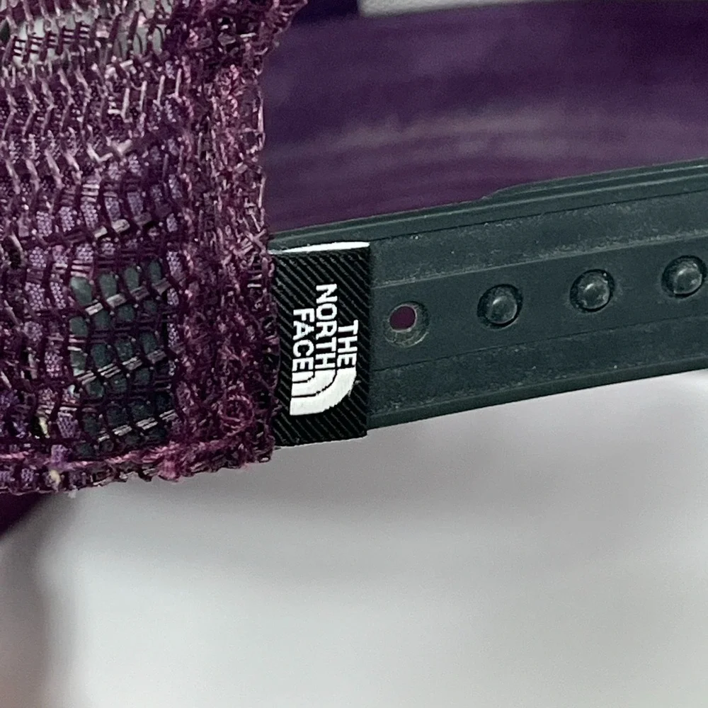 The North Face Embroidered Bear Trucker Hat Wine Snap Back Mesh